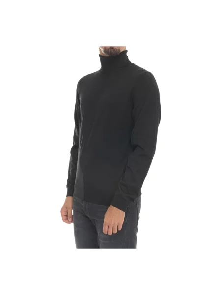 Sweter z golfem Hugo z logo czarny