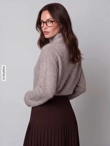 Sweter z golfem o kroju relaxed fit z mieszanki wełny z alpaki Selected