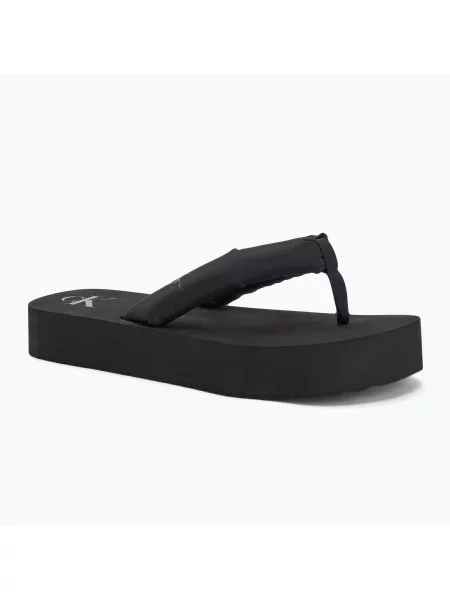Žabky Calvin Klein Sandal Flatform Ttxr Satin triple black černé