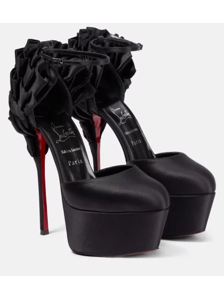 Satenaste salonarji Christian Louboutin s platformo črna