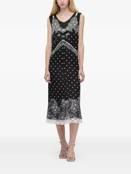 Taškuota nėriniuota midi suknelė Marc Jacobs iki kelių juoda