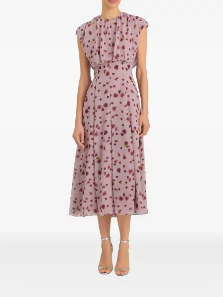Rochie midi Markarian cu model floral cu imagine roz