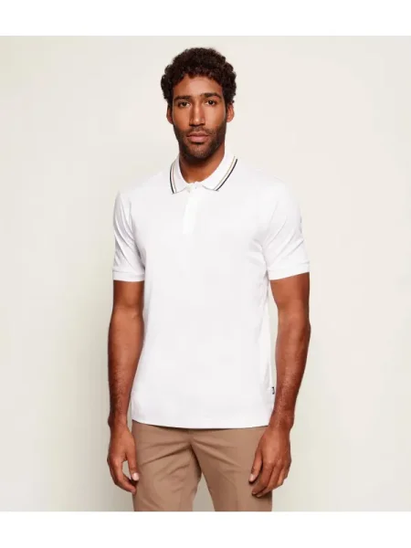 BOSS polo de neted alb