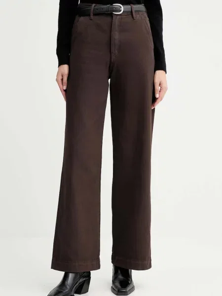 G-Star spodnie szerokie high waist brązowy