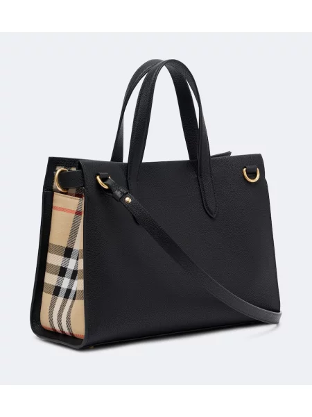 Top Burberry din piele în carouri negru