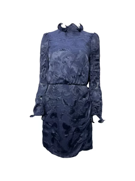 Rochie mini Saloni cu volane de costum albastru