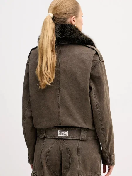 Kenzo kurtka Dyed Canvas Comber przejściowa brązowy