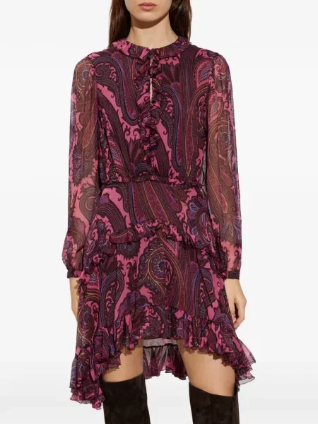 Rochie mini Etro cu imagine cu model paisley asimetrică roșu