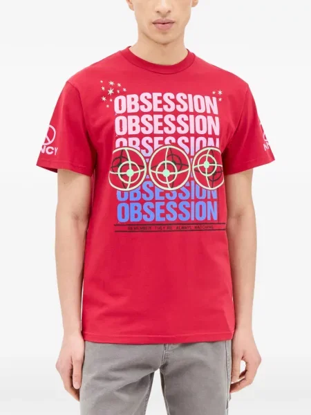 Tricou Nancy Ganz cu imagine cu decolteu rotund roșu