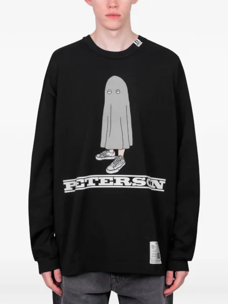 Tricou mânecă lungă Maison Mihara Yasuhiro cu imagine negru