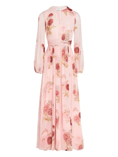 Rochie maxi Giambattista Valli cu model floral de costum roz