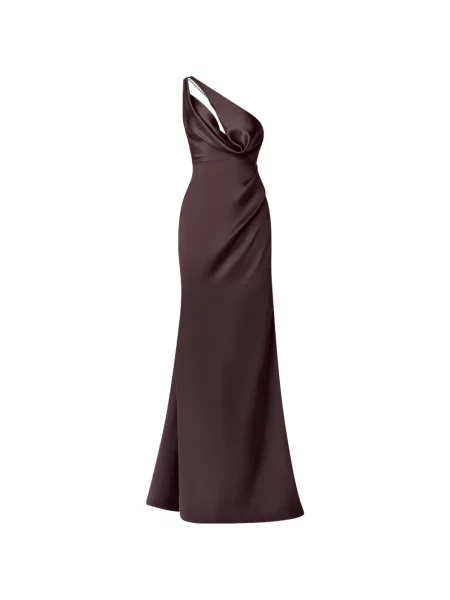 Rochie maxi Il Volo cu un umăr gol maro