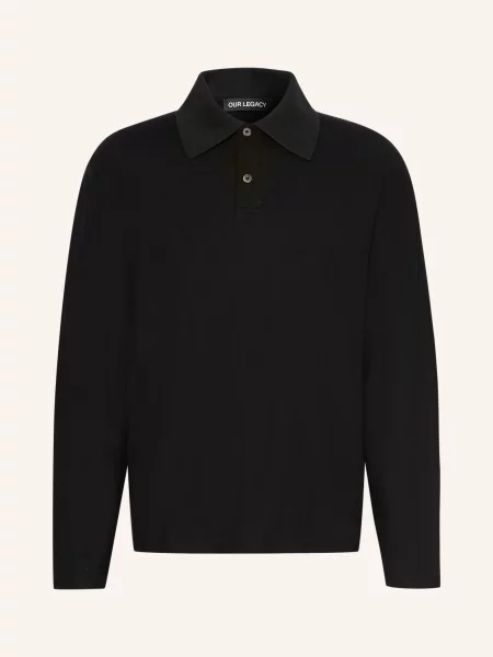 Our Legacy Koszulka Polo Z Dżerseju Regular Boxy Fit schwarz czarna