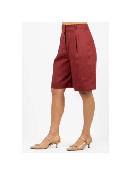 Lniane bermudy Max Mara Studio czerwone