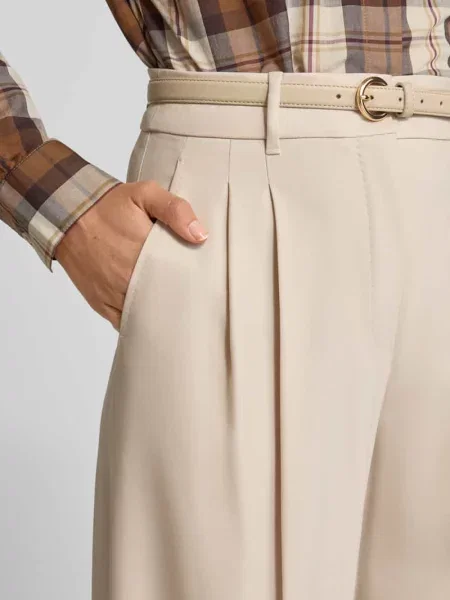 Spodnie szerokie z mieszanki żywej wełny model ‘ENTRATA’ Max Mara Studio beżowe