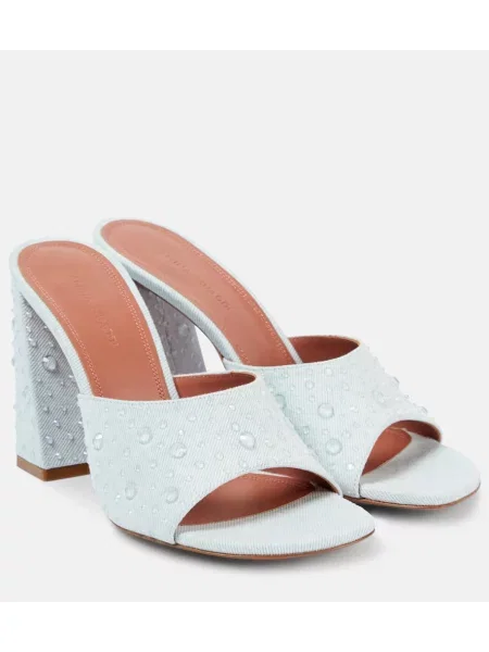 Usnjene mules Amina Muaddi modra