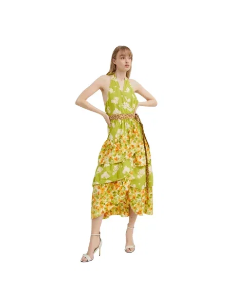 Never Fully Dressed sukienka maxi rozkloszowana zielony
