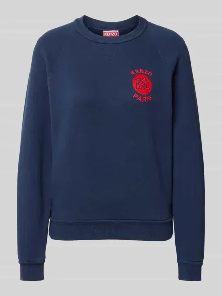 Sweter w kroju regular fit z wyhaftowanym logo Kenzo niebieski