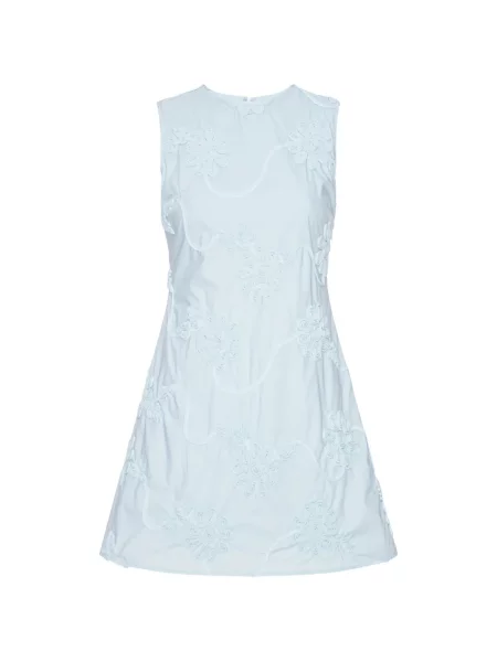 Sukienka mini Rotate Birger Christensen w kwiatki z naszywkami garniturowa niebieska