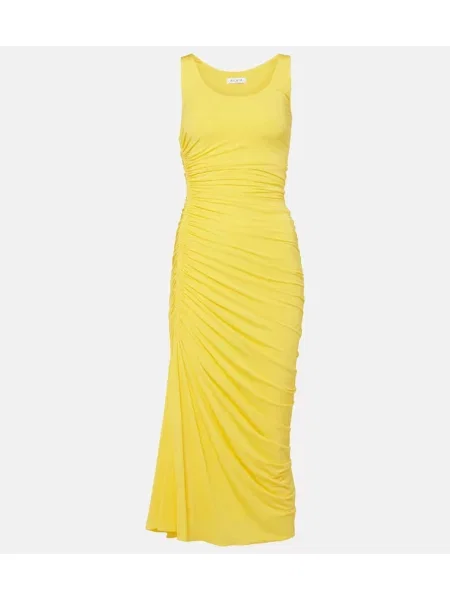 Rochie maxi Alaïa din jerseu de costum galben