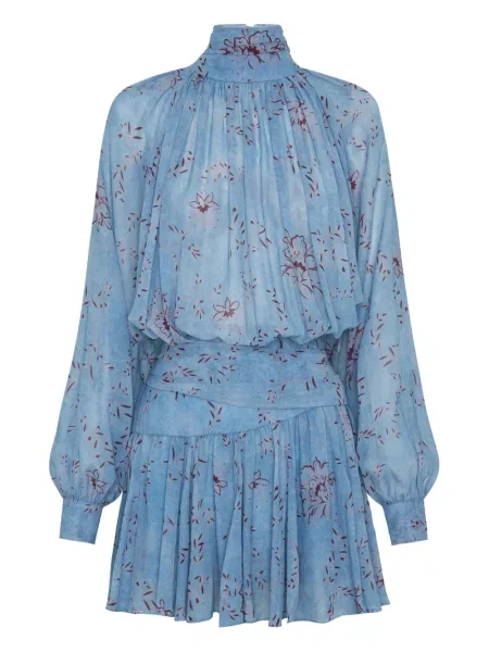 Rochie mini Nicholas cu model floral cu imagine de costum albastru
