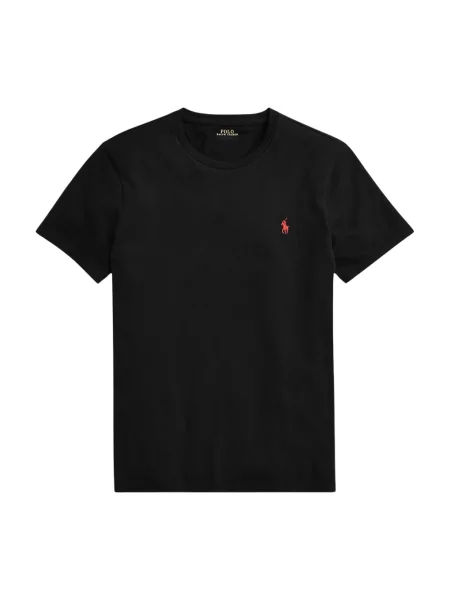 Koszulka polo Polo Ralph Lauren z dżerseju z dekoltem w kształcie litery U z długim rękawem czarna