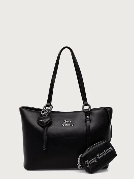Τσάντα shopper Juicy Couture με γούνα μαύρο