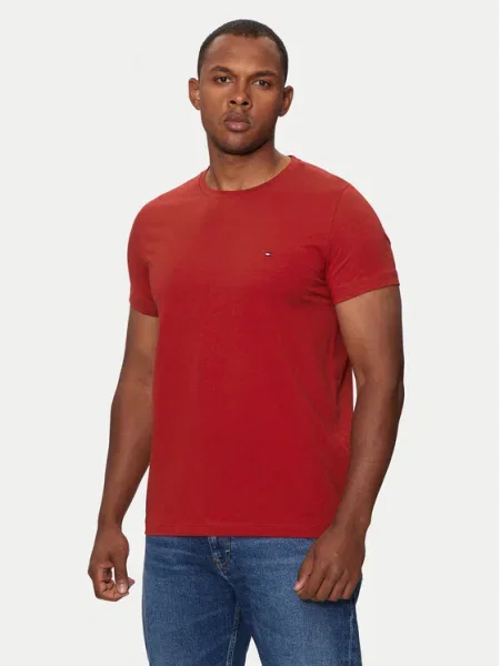 Тениска Tommy Hilfiger с изчистен дизайн червено