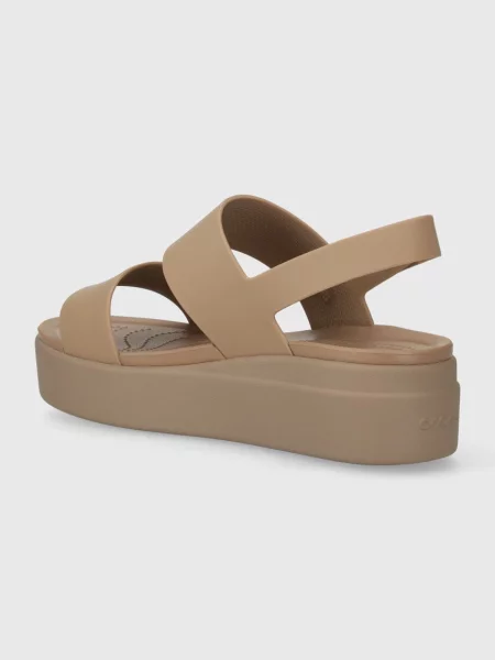 Crocs papuci Brooklyn Low Wedge femei violet cu platforma bej