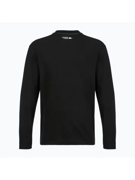 Tricou cu mânecă lungă Lacoste cu decolteu în V negru