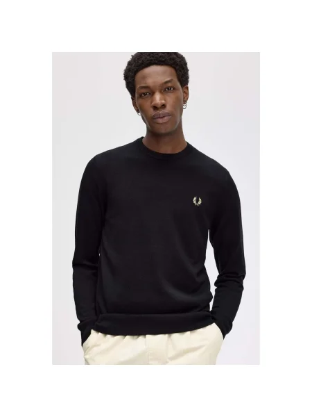 Pulover Fred Perry cu decolteu rotund clasic negru
