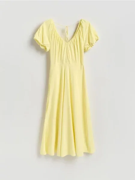 Reserved Rochie cu conținut ridicat de galben-deschis galben