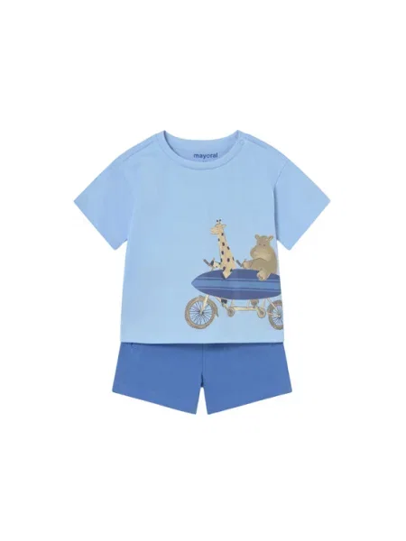 Mayoral Set tricou și pantaloni scurți albastru