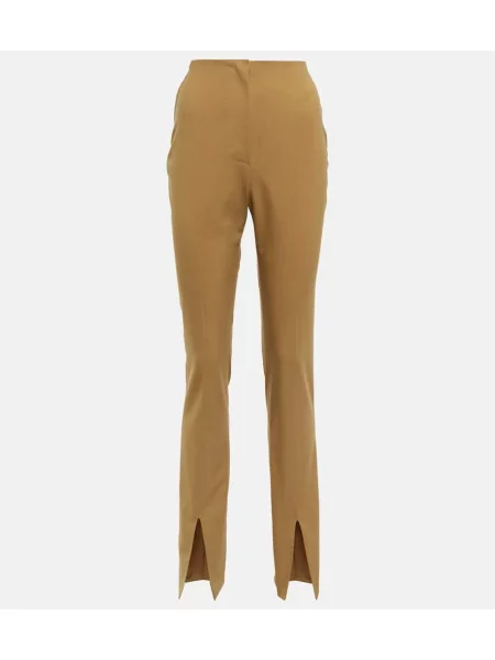 Pantaloni Nanushka de lână maro