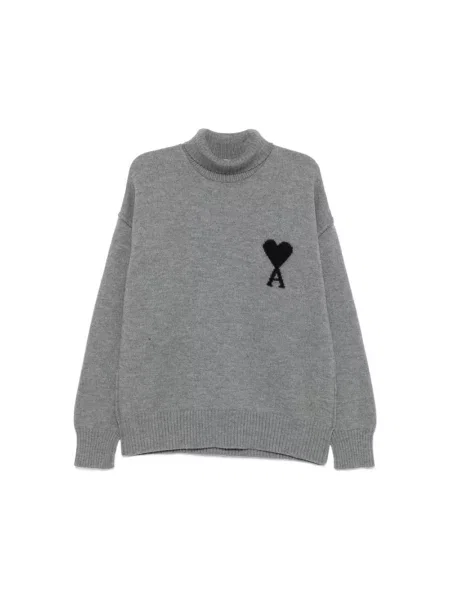 Sweter z golfem Ami Paris szary
