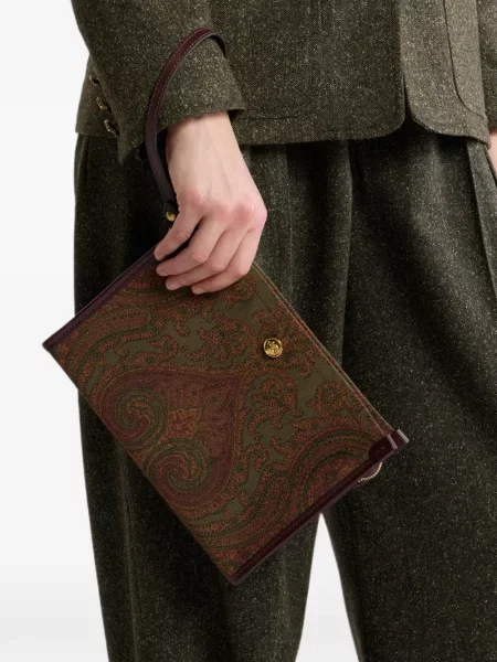 Geantă Etro cu model paisley din jacard verde