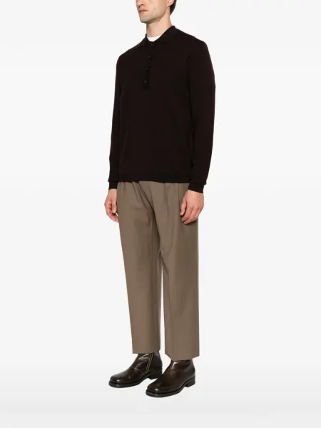 Μάλλινο polo Low Brand καφέ