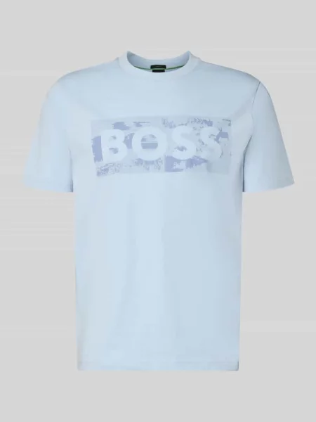 T-shirt o kroju regular fit z mieszanki bawełny model TS_GLOBE LOGOPATTERN' Boss Green