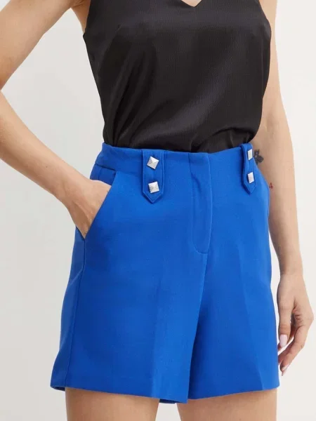 Morgan pantaloni scurti SHESK.F femei marin neted high waist SHESK.F albastru