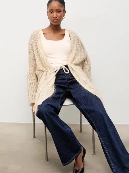 Answear.LAB kardigan z dodatkiem wełny beżowy