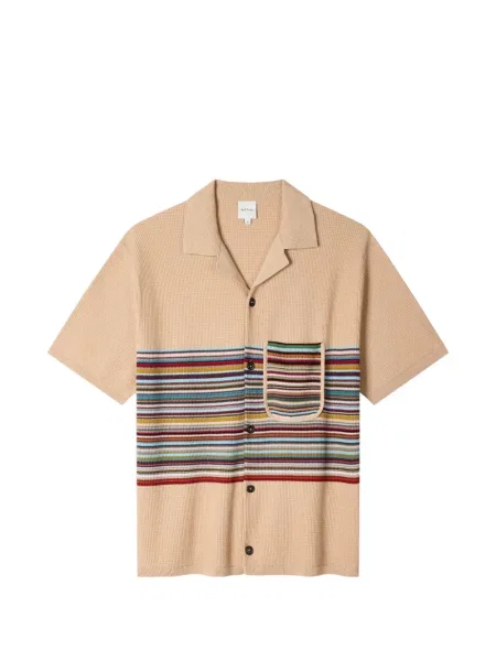 Cămașă Paul Smith cu dungi tricotate bej