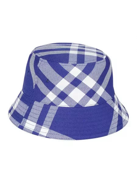 Czapka Burberry wełniana w kratę niebieska