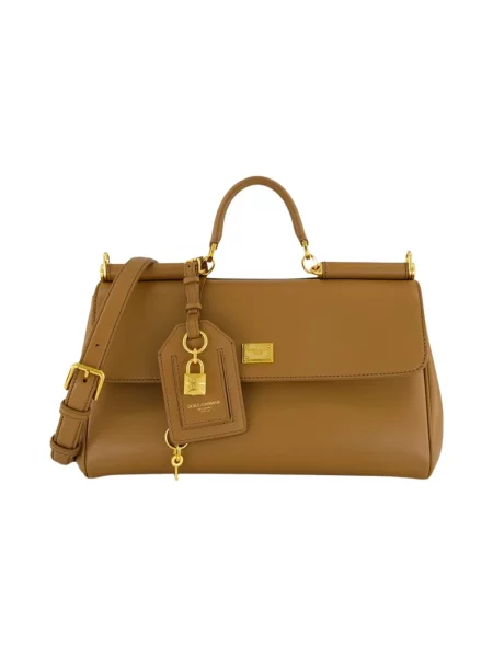 Torebka skórzana Dolce And Gabbana skórzana brązowa