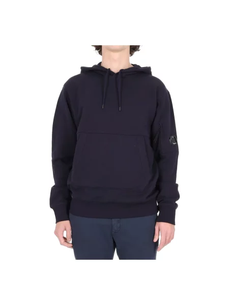 Lniana bluza z kapturem C.p. Company z kapturem niebieska