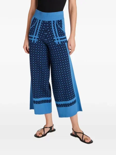 Pantaloni Temperley London cu model floral cu imagine albastru