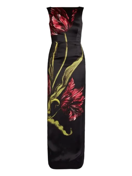 Rochie maxi Erdem cu model floral cu imagine de costum negru