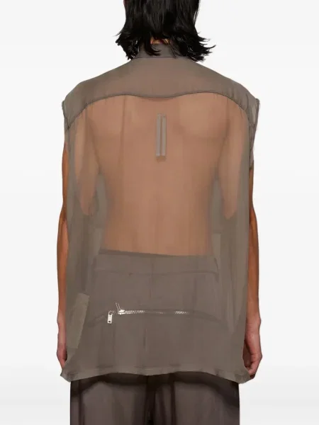 Αμάνικο πουκάμισο Rick Owens με διαφανεια γκρι