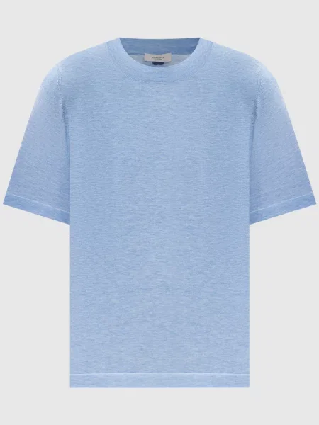 Меланжева футболка із шовком Agnona блакитна