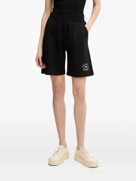 Pantaloni scurți Emporio Armani cu imagine negru