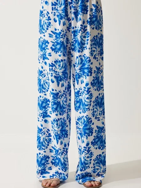 Happiness İstanbul Pantaloni ecru pastel albastru